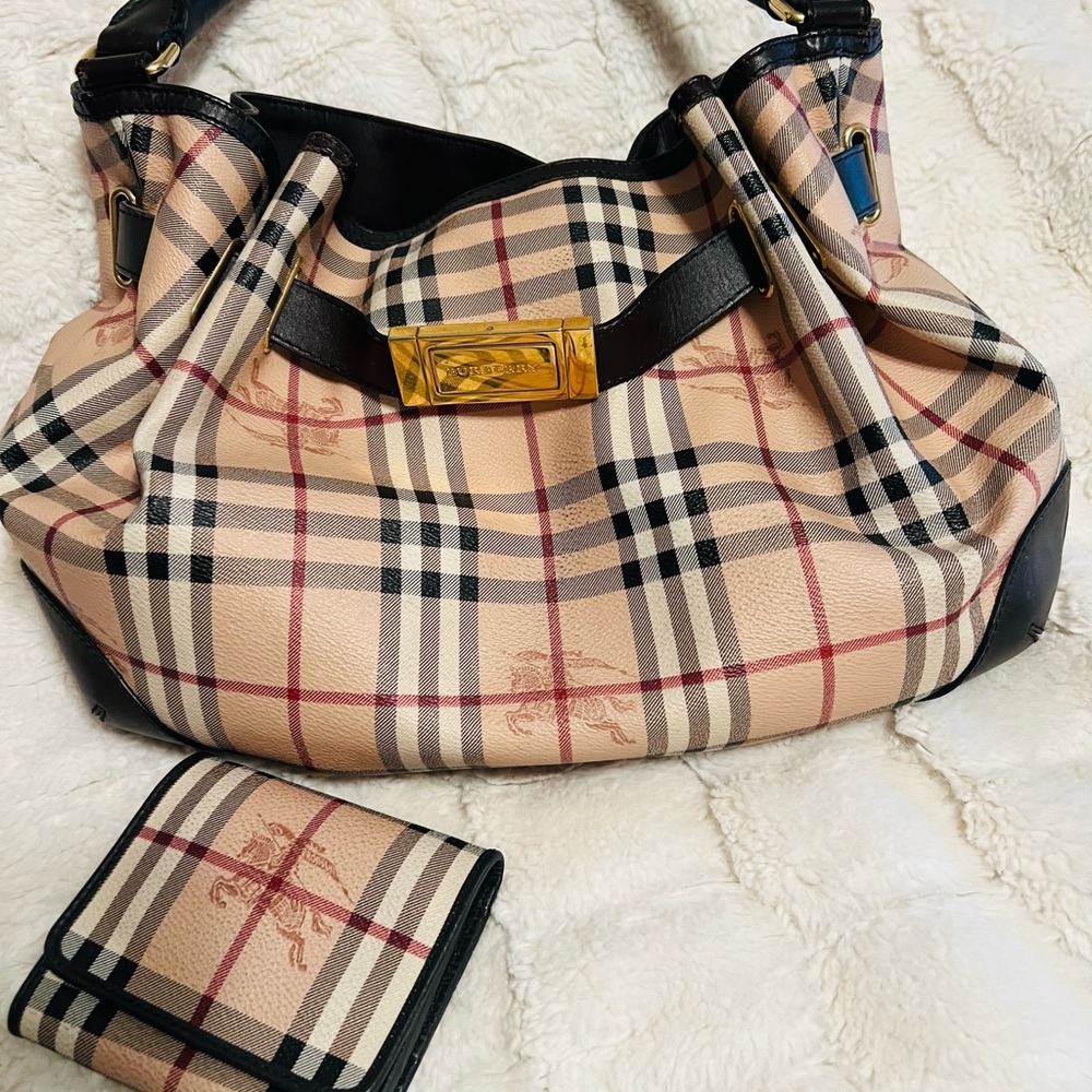 Burberry Haymarket check belted hobo